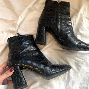 Croc leather ankle boots alice + olivia